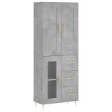 Dulap inalt, gri beton, 69,5x34x180, lemn compozit