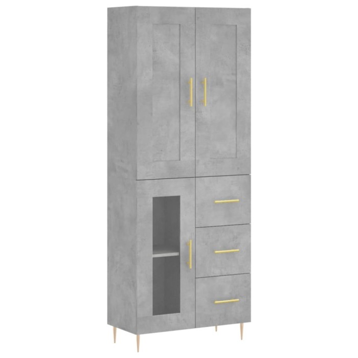 Dulap inalt, gri beton, 69,5x34x180, lemn compozit