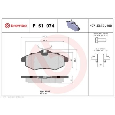 Placute frana Citroen C2 (Jm) 07.03-09.17, C2 Enterprise (Jg) 11.03-12.09, C3 I (Fc Fn) 02.02-12.13, Fata, BREMBO foto