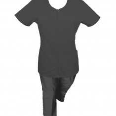 Costum Medical Pe Stil, Negru cu fermoar, Model Ana - XS, M