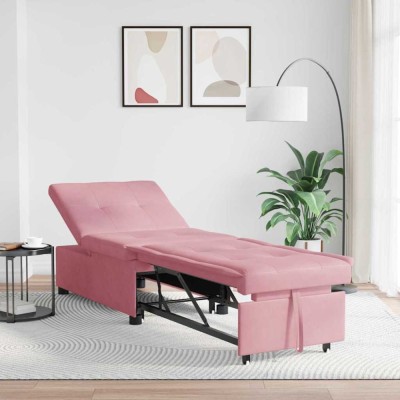 vidaXL Canapea extensibilă Roz 67 x 194 x 38 cm Catifea 42008598 foto