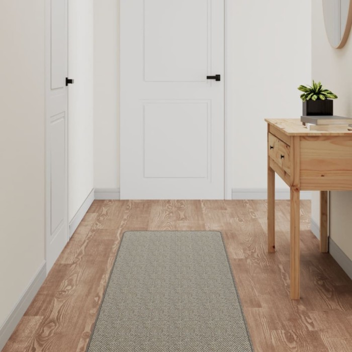Covor traversă aspect sisal, gri taupe, 50x300 cm