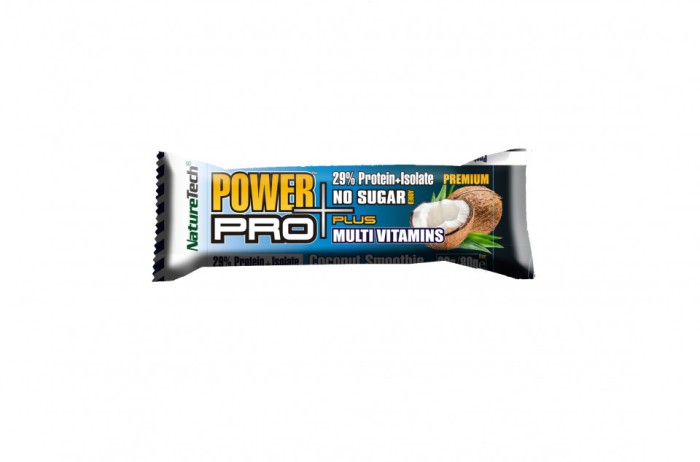 Baton energizant POWER PRO PLUS 29% proteina, FARA ZAHAR, cu vitamine, cu aroma