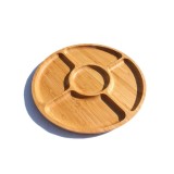 Platou pentru gustari din bambus, cu 5 compartimente, 20 cm, curatare manuala, usor de intretinut, Oem