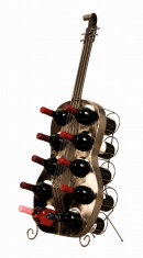 Suport de Sticle Vin model Contrabas din metal Negru lucios capacitate 10 Sticle de 0 75 ml H 101 cm foto