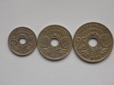 LOT 3 MONEDE DIFERITE 5,10,25 CENTIMES 1922 FRANTA foto