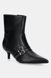 Answear Lab botine femei, culoarea negru, cu toc cui, izolare usoara