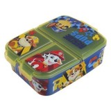 Caserolă din plastic cu 3 compartimente, 790 ml, albastră și galbenă, cu design Paw Patrol, CMCLASS