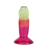Dildo Realist cu Ventuza, PVC, Rainbow, 12.1 cm