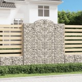 Cosuri gabion arcuite, 15 buc 200x50x220/240cm, fier galvanizat GartenMobel Dekor, vidaXL