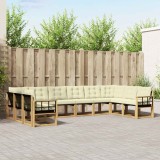 vidaXL Set de canapele de exterior cu pernă 10 pcs Alb și crem 3389912