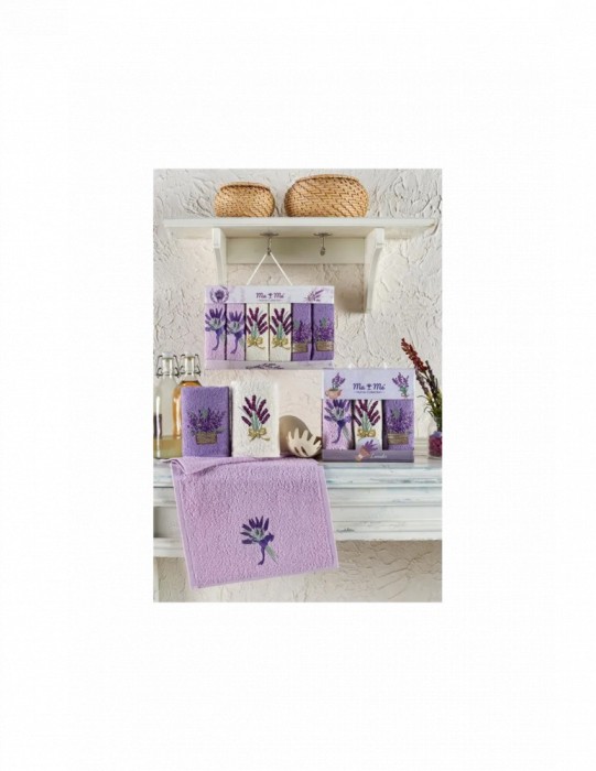 Set 6 prosoape de bucatarie mici cu model lavanda