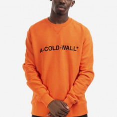 A-COLD-WALL* hanorac de bumbac Essential Logo Crewneck bărbați, culoarea portocaliu, cu imprimeu ACWMW082.-LIGHTORANG