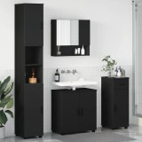 VidaXL Set de mobilier pentru baie cu ușă 4 pcs Negru 61 x 35 x 64 cm 3392974