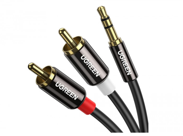 Cablu audio UGREEN, Cablu Jack 3.5 mm la 2 RCA mascul, 1m - RESIGILAT