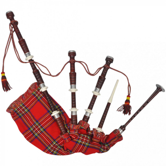 vidaXL Cimpoi scoțian Great Highland, roșu, tartan steward regal