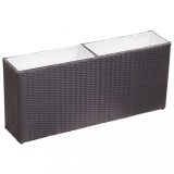 Strat &icirc;nălțat de grădină 2 ghivece negru 90x20x40 cm poliratan