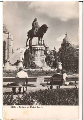 CPIB 22143 - CARTE POSTALA - CLUJ. STATUIA LUI MATEI CORVIN, RPR foto