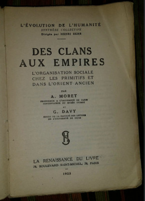 Des clans aux empires / par A. Moret et G. Davy foto