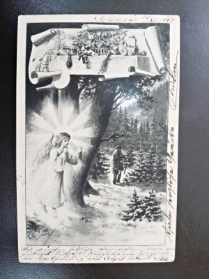 Carte postala inger pazitor, inceput de secol XX foto