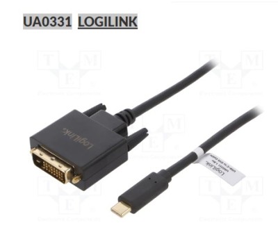 Cablu LogiLonk USB-C 3.2 la DVI 1.8m negru foto