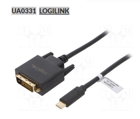 Cablu LogiLonk USB-C 3.2 la DVI 1.8m negru