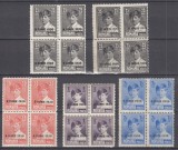ROMANIA 1930 LP 83 REGELE MIHAI I SUPRATIPAR 8 IUNIE 1930 LOT 5 BLOCURI DE 4 TIMBRE STARE MNH CU MICI IMPERFECTIUNI CONFORM FOTO