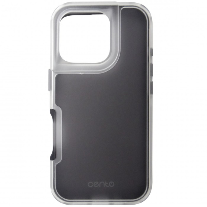 Husa spate Cento Nisa policarbonat alb semitransparent si TPU gri semitransparent, pentru Apple iPhone 16 Pro