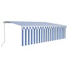 Copertina retractabila manual cu stor&amp;LED, albastru&amp;alb, 5x3 m