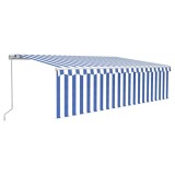 Cumpara ieftin Copertina retractabila manual cu stor&amp;LED, albastru&amp;alb, 5x3 m
