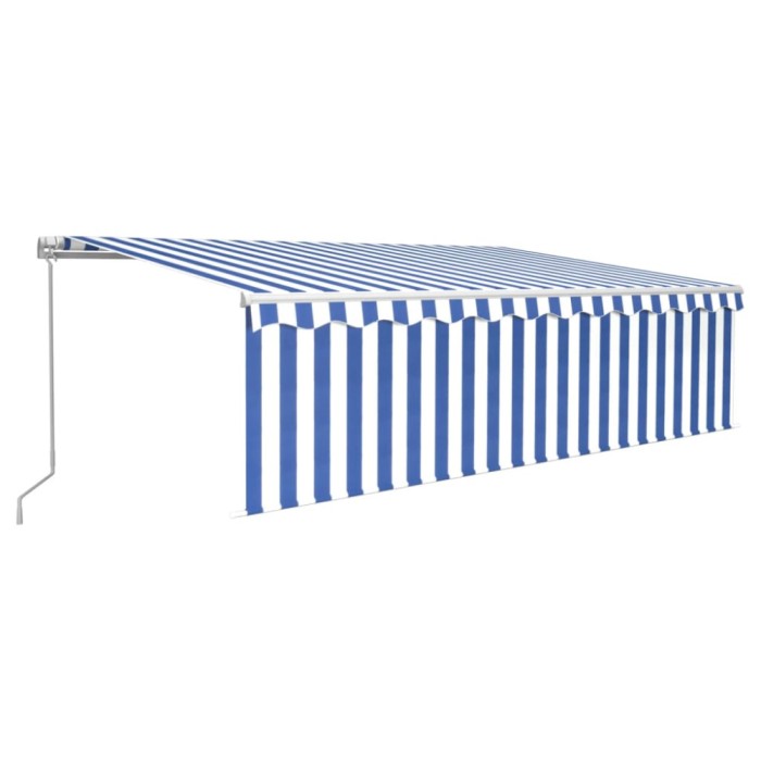 Copertina retractabila manual cu stor&amp;LED, albastru&amp;alb, 5x3 m