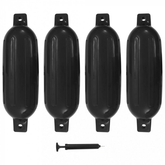 vidaXL Bară de protecție barcă, 4 buc., negru, 58,5x16,5 cm, PVC 92382