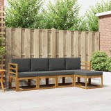 vidaXL Set de canapele de exterior cu pernă 5 pcs Natural și Antracit 3366240