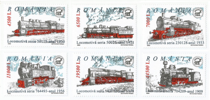 Romania, LP 1592/2002, Locomotive romanesti cu abur, MNH