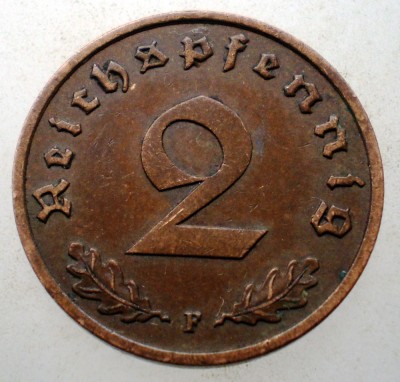 2.805 GERMANIA 2 REICHSPFENNIG 1938 F foto