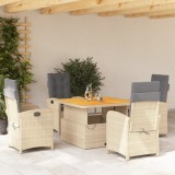 VidaXL Set mobilier de grădină cu perne, 5 piese, bej, poliratan