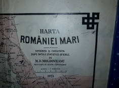 Harta Romania Mare,REGATUL ROMANIEI 1925,M.D.MOLDOVEANU Cartograf,harta veche foto