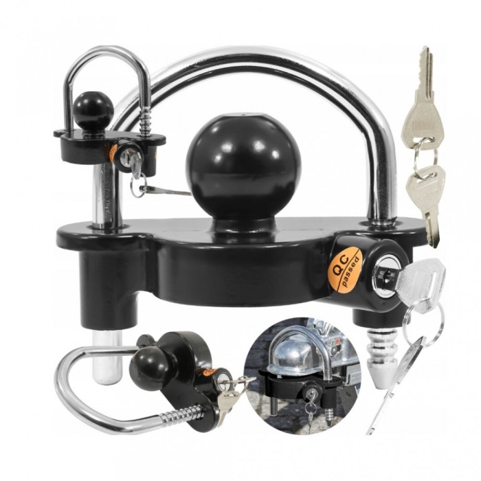 Set antifurt universal cupla remorca rulota lacat cu bila si cheie, Verke
