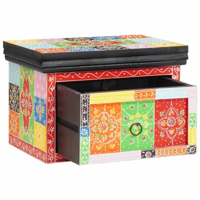 vidaXL Dulap de noapte Multicolour 40 x 30 x 28 cm Lemn masiv de mango foto