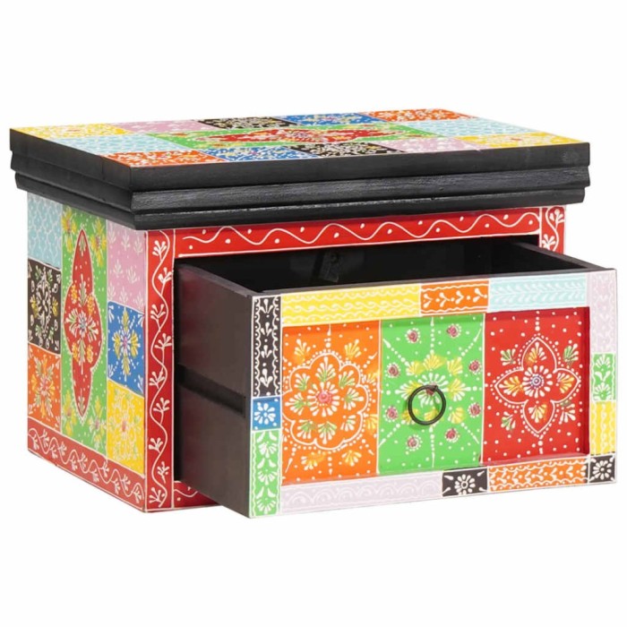 vidaXL Dulap de noapte Multicolour 40 x 30 x 28 cm Lemn masiv de mango