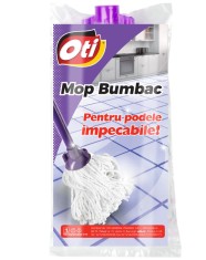Rezerva mop bumbac OTI cu montura mov si fibre albe, 250 g foto