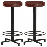 vidaXL Scaune de bar, 2 buc., 66 cm, piele naturală