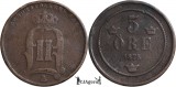 1875, 5 Ore - Oscar II ( small letters ) - Suedia