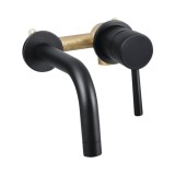 Cumpara ieftin Baterie Lavoar Incastrata Differnz, Negru Mat, Alama, Monocomanda, Pipa Fixa, 112mm, Ceramica, Montaj Perete. Baterie Chiuveta Baie