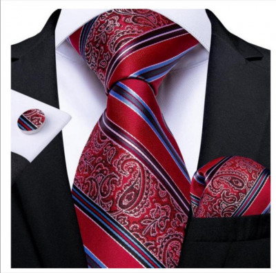 Set cravata + batista + butoni - matase - model 138 foto