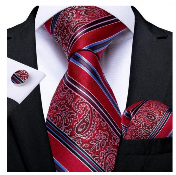 Set cravata + batista + butoni - matase - model 138