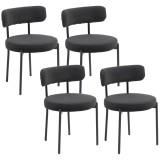 HOMCOM Set de 4 scaune de sufragerie cu spătar din țesătură picioare din oțel 51 x 51 x 76 cm negru | Aosom Romania