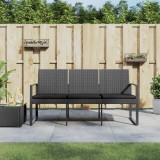 Banca Gradina 3 Locuri vidaXL Gri Inchis Ratan PP + Perne Negre, 152.5cm