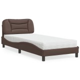 VidaXL Pat cu saltea, Hvar, maro, 90x190 cm, piele ecologică 3208691