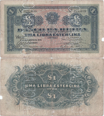 1919 (15 IX), 1 libra esterlina (P-R6c/a) - Mozambic foto